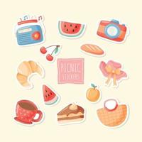 Colección de pegatinas de doodle de picnic vector