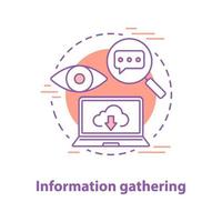 Information gathering concept icon. Data search idea thin line illustration. Surfing internet. Vector isolated outline drawing