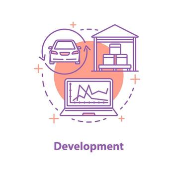 Development concept icon. Product engineering and design idea thin line illustration. Vector isolated outline drawing