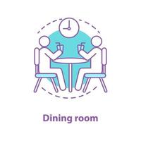 Dinner break concept icon. Lunch time. Dining room idea thin line illustration. Cafe date. Vector isolated outline drawing