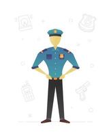 diseño de personajes planos de policía. Oficial de policía. policía. vector ilustración aislada