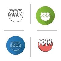 Healthy teeth icon. Dentition. Flat design, linear and color styles. Isolated vector illustrations
