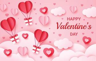 Happy Valentine's Day Concept Paper Cut Style vector