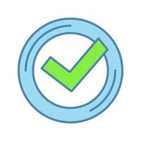 Checkmark color icon. Successfully tested. Tick mark. Quality assurance. Verification and validation. Quality badge. Isolated vector illustration