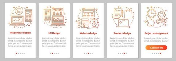 diseño web incorporando la pantalla de la página de la aplicación móvil con conceptos lineales. sitio web, ux, diseño receptivo, branding, pasos de gestión de proyectos, instrucción gráfica. ux, ui, plantilla de vector de interfaz gráfica de usuario con ilustración