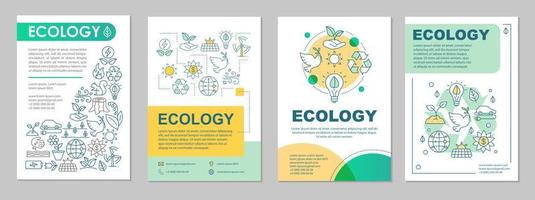 Ecology brochure layout. Environment protection. Flyer, booklet, leaflet print design with linear illustrations. Saving planet. Vector page layouts for magazines, annual reports, advertising posters