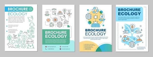 diseño de plantilla de folleto de ecología. proteccion Ambiental. folleto, folleto, diseño de impresión de folletos con ilustraciones lineales. salvar el planeta. páginas vectoriales para revistas, informes anuales, carteles publicitarios vector