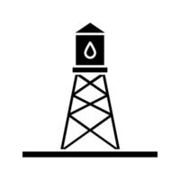 icono de glifo de plataforma petrolera. torre de perforación de petróleo. tanque de almacenamiento de agua. símbolo de silueta. espacio negativo. vector ilustración aislada