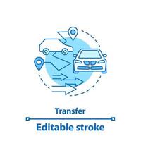 Car service concept icon. Taxi. Car rental idea thin line illustration. Route planning. Transportation. Vector isolated outline drawing. Editable stroke