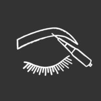 Microblading eyebrows chalk icon. Microblading pen tool. Eyebrows tattoo pen. Permanent makeup. Brows shaping. Isolated vector chalkboard illustration