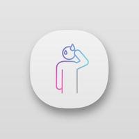 Sweating man app icon. UI UX user interface. Cold sweat. Worrying and nervous person. Anxiety and stress. Panic. Physiological stress symptoms. Web or mobile application. Vector isolated illustration