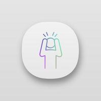 Anxiety app icon. UI UX user interface. Exhaustion, fatigue. Apathy. Worrying person. Panic attack. Depression, desperation. Emotional stress symptom. Mobile application. Vector isolated illustration