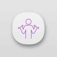 Hands tremor app icon. Parkinson's disease. Shaky hands. Anxiety tremor. Muscle twitching. Trembling. Stress symptoms. UI UX user interface. Web or mobile application. Vector isolated illustration