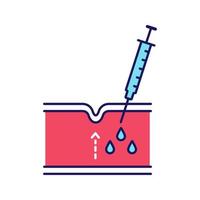 icono de color de inyección de neurotoxina. inyección subcutánea con neuro toxina. rejuvenecimiento facial. Proceso de reducción de arrugas en la sección de piel. relleno inyectable. ilustración vectorial aislada vector