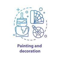 icono del concepto de pintura y decoración. Ilustración de línea fina de idea de diseño de interiores. renovación. dibujo de contorno aislado vectorial vector