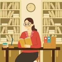 concepto de mujer bibliotecaria vector