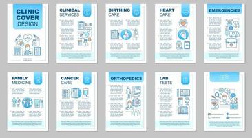 Clinic brochure template layout. Medicine and healthcare. Flyer, booklet, leaflet print design with linear illustrations. Vector page layouts for magazines, annual reports, advertising posters