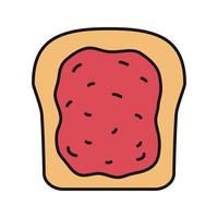 Toast with jam color icon. Breakfast. Isolated vector illustration