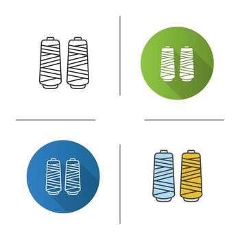 Thread spool icon. Flat design, linear and color styles. Isolated vector illustrations