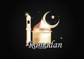 Illustration of the mosque and the moon. Shining at night. welcome of Ramadan. vector