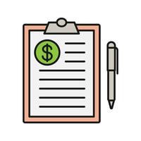 Business contract color icon. Credit information. Loan. Isolated vector illustration