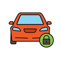 Locked car color icon. Automobile with padlock. Isolated vector illustration