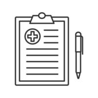 Medical report linear icon. Thin line illustration. Doctor advice. Contour symbol. Vector isolated outline drawing