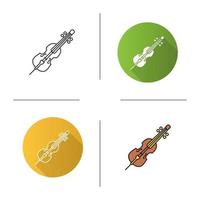 Cello icon. Flat design, linear and color styles. Violoncello. Isolated vector illustrations