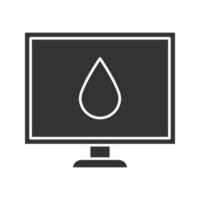Computer display calibration glyph icon. Control of color printing quality. Silhouette symbol. Negative space. Vector isolated illustration