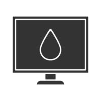 Computer display calibration glyph icon. Control of color printing quality. Silhouette symbol. Negative space. Vector isolated illustration