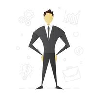 Businessman flat character design. Business analyst. Politician. Office manager. Vector isolated illustration