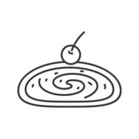 Cherry strudel linear icon. Thin line illustration. Swiss roll with jam. Contour symbol. Vector isolated outline drawing