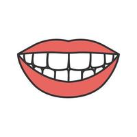 Beautiful smile with healthy teeth color icon. Isolated vector illustration