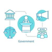 Government concept icon. Politics idea thin line illustration. Political campaign. Government system. Vector isolated outline drawing
