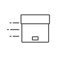Flying parcel linear icon. Fast delivery service. Thin line illustration. Package. Cardboard box. Contour symbol. Vector isolated outline drawing