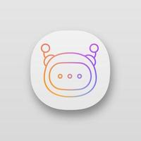 Chatbot message app icon. UI UX user interface. Chat bot. Virtual assistant. Digital support service. Web or mobile application. Vector isolated illustration