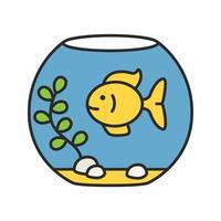 Aquarium color icon. Fishkeeping. Fish tank. Isolated vector illustration