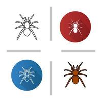 Spider icon. Flat design, linear and color styles. Arachnida. Isolated vector illustrations