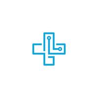 Medical Cross and Technology logo or icon design vector