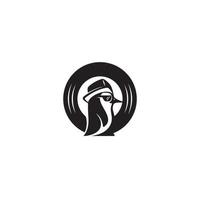 Hip Hop Penguin and Vinyl logo or icon design vector