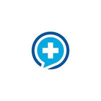 Medical Cross and Chat Bubble logo or icon design vector