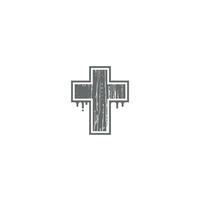 Bloody Wooden Cross logo or icon design vector
