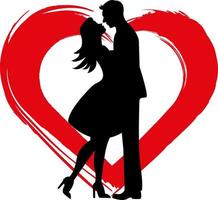 Loving couple, romantic silhouette vector