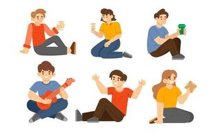 Set of People Picnic Characters vector