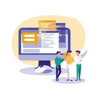 Digital computer and men vector design