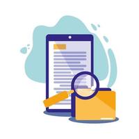 Digital smartphone lupe and file vector design