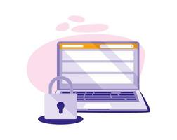 Digital laptop and padlock vector design