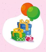 Happy birthday gifts and balloons vector design