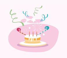 Happy birthday cake and confetti vector design