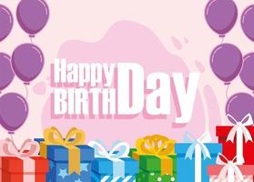 Happy birthday gifts and balloons vector design